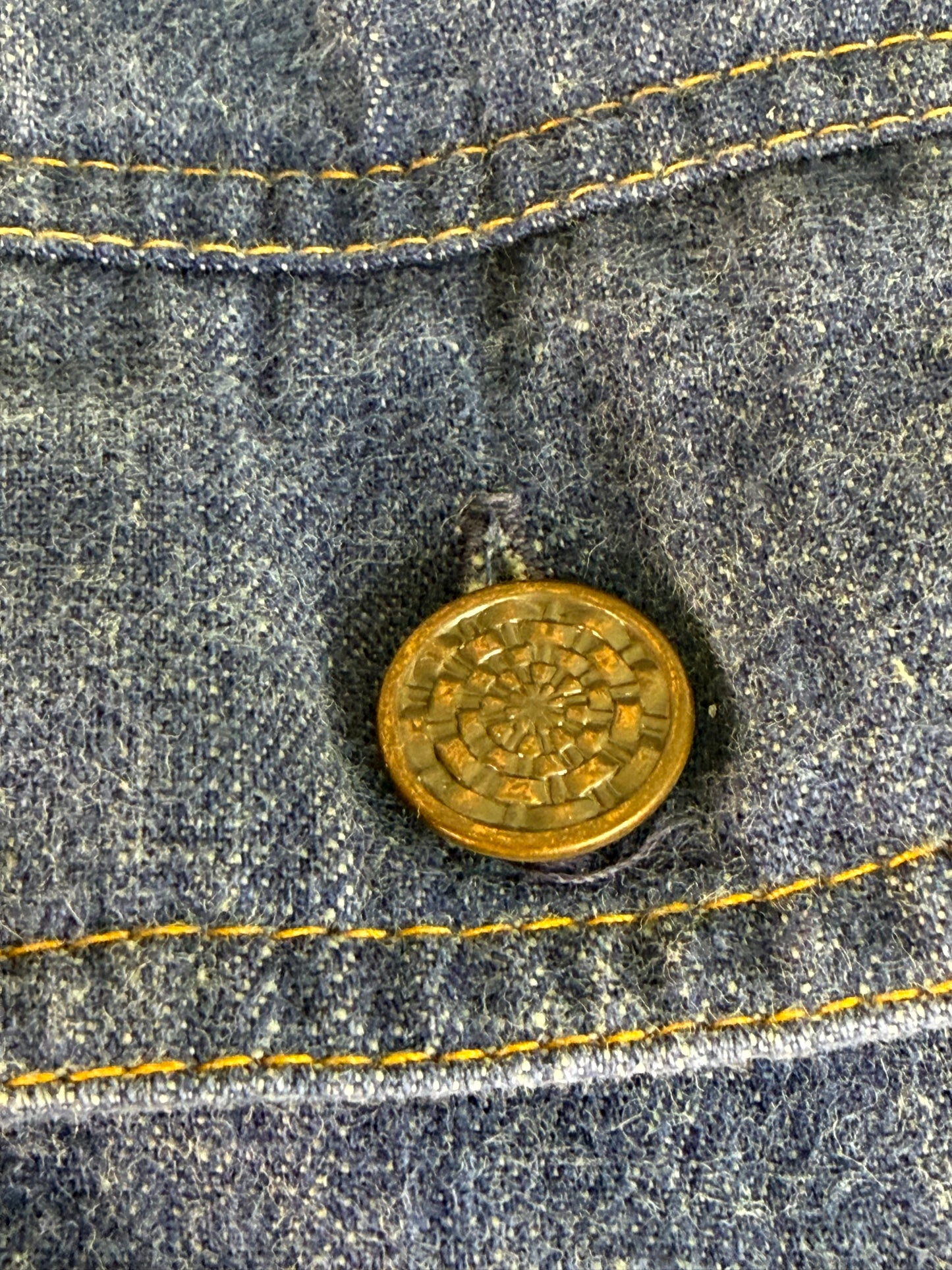 1970s Denim Zip Up Jumpsuit, Long Sleeve, Flare Leg, Sears Jr Bazaar XS/Small Tall