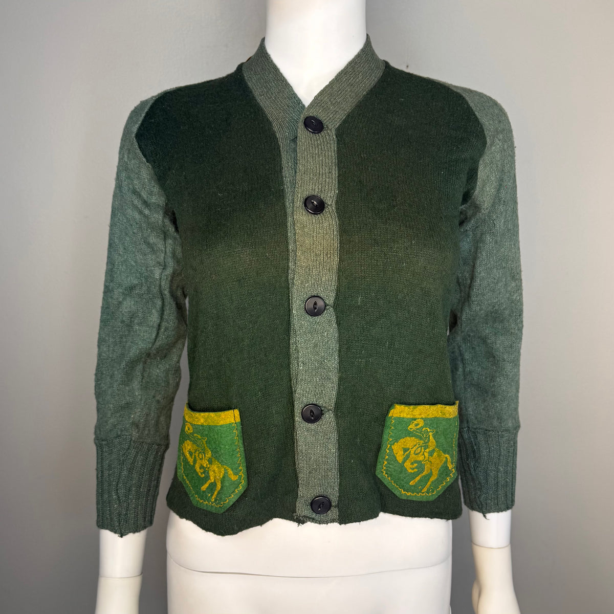 1940s Kids Western Cowboy Cardigan Sweater, Sportswear, Children’s Size Large, Adult Size XS/S, Deadstock with tags, Harris Davis Co