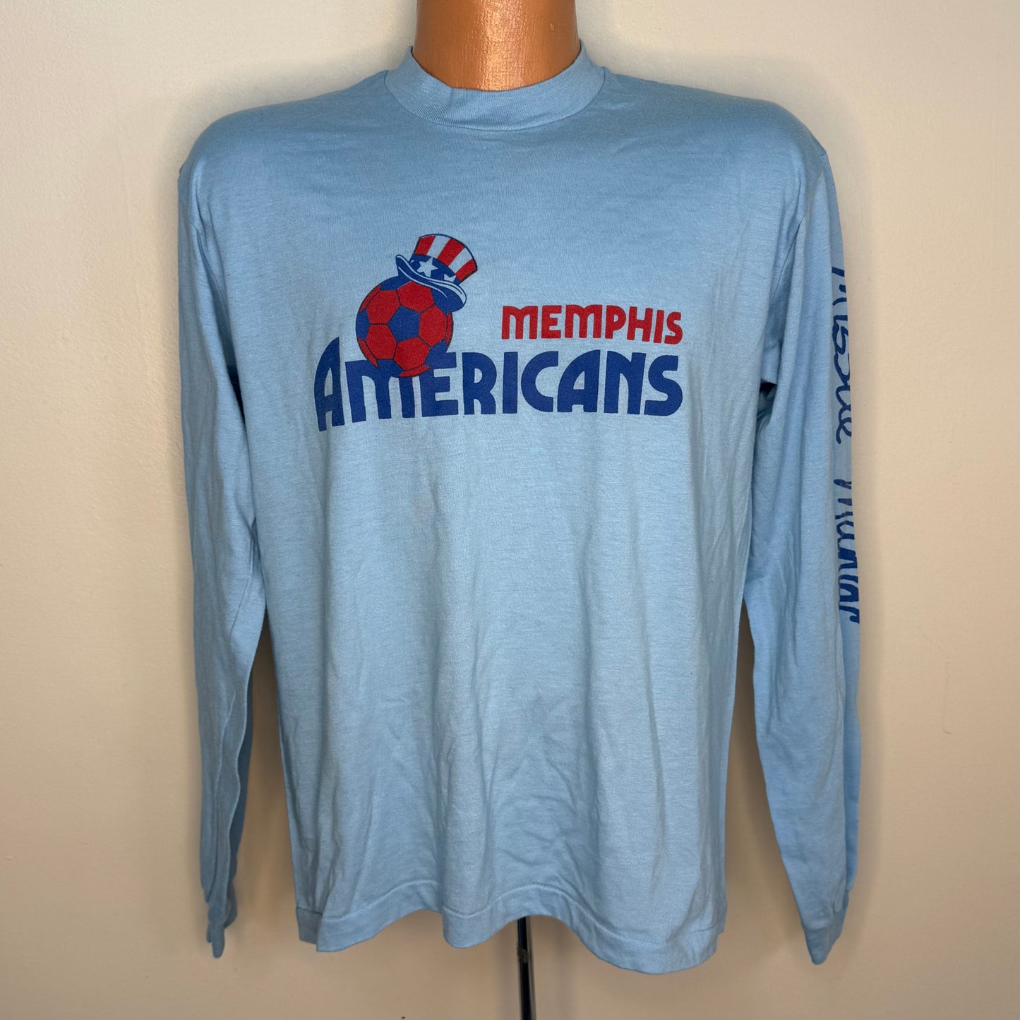 1980s Memphis Americans Long Sleeve T-Shirt, Screen Stars Size Large, MISL Soccer, Missile Maniac