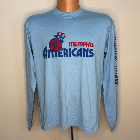1980s Memphis Americans Long Sleeve T-Shirt, Screen Stars Size Large, MISL Soccer, Missile Maniac