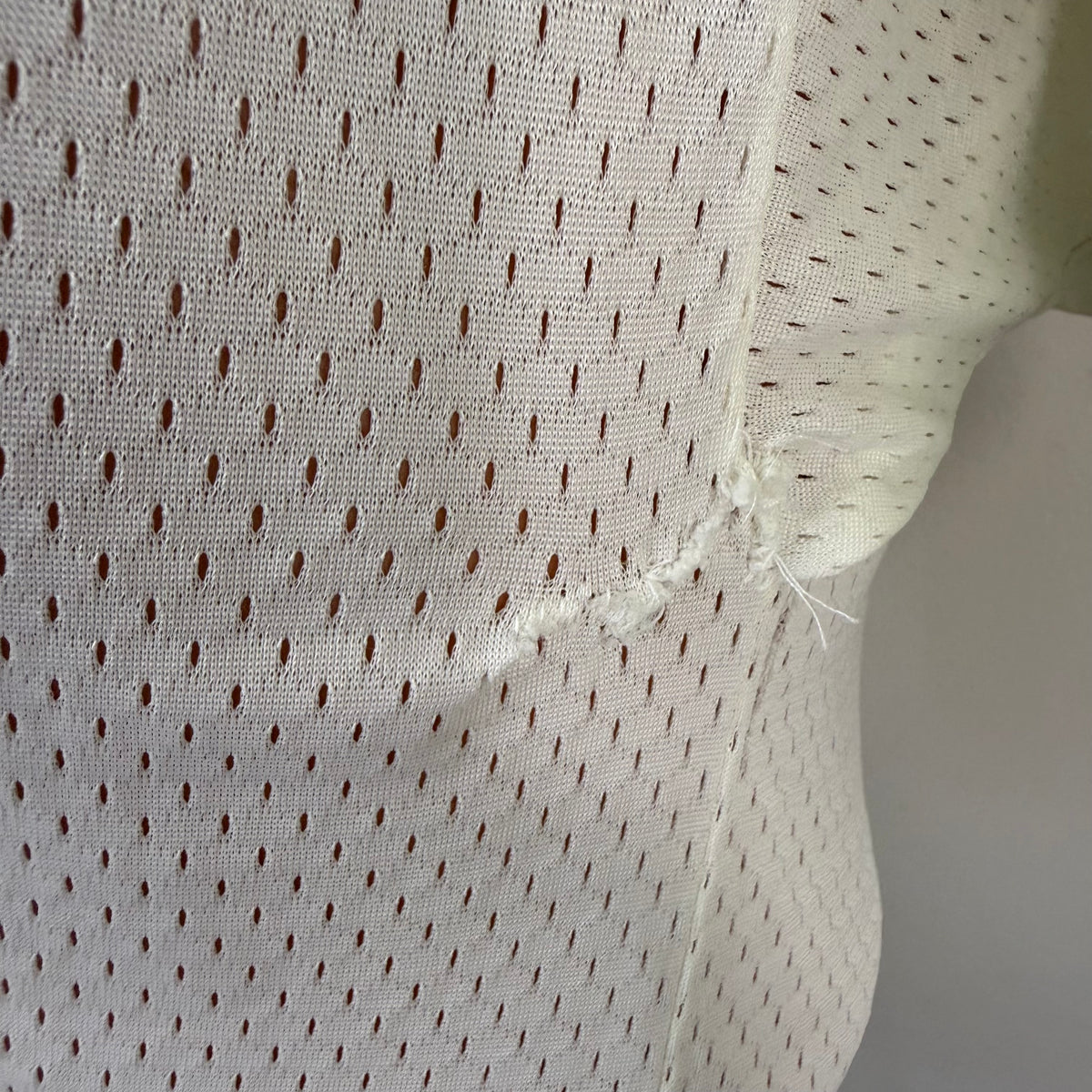 1970s White and Green Mesh Jersey, Southern Athletic Size Large, No. 33