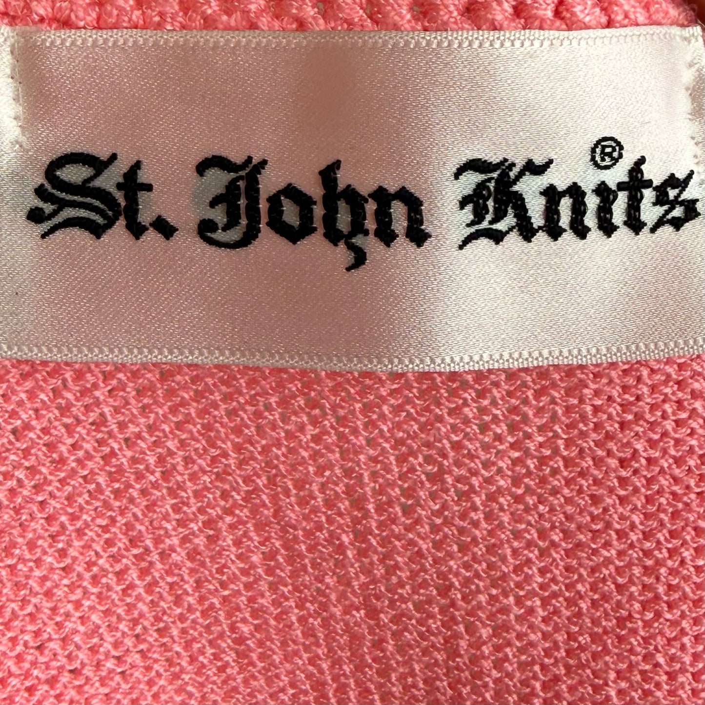 1970s St John Knits Pink Sleeveless Maxi Sweater Dress with Matching Short Sleeve Cardigan and Scarf, Size X-Small