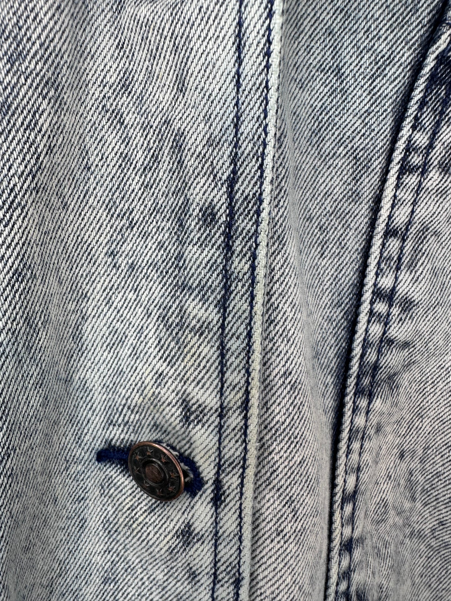 1980s Acid Wash Denim Full Length Coat, California Gold Rush Size Large