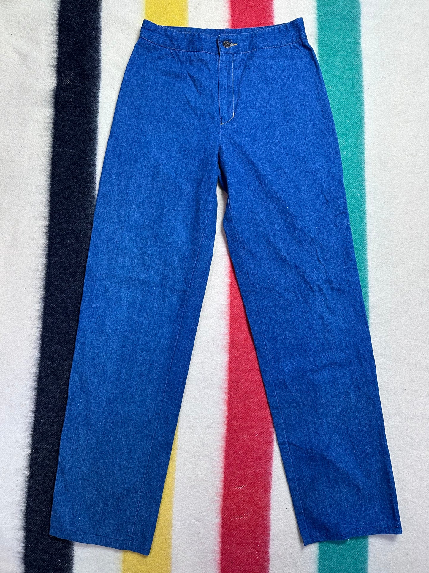 1970s/1980s Dallas Cowboys Blue Jeans, Size 6, 28"x31.5" Ravi’s, Football Helmet, Embroidered Pocket