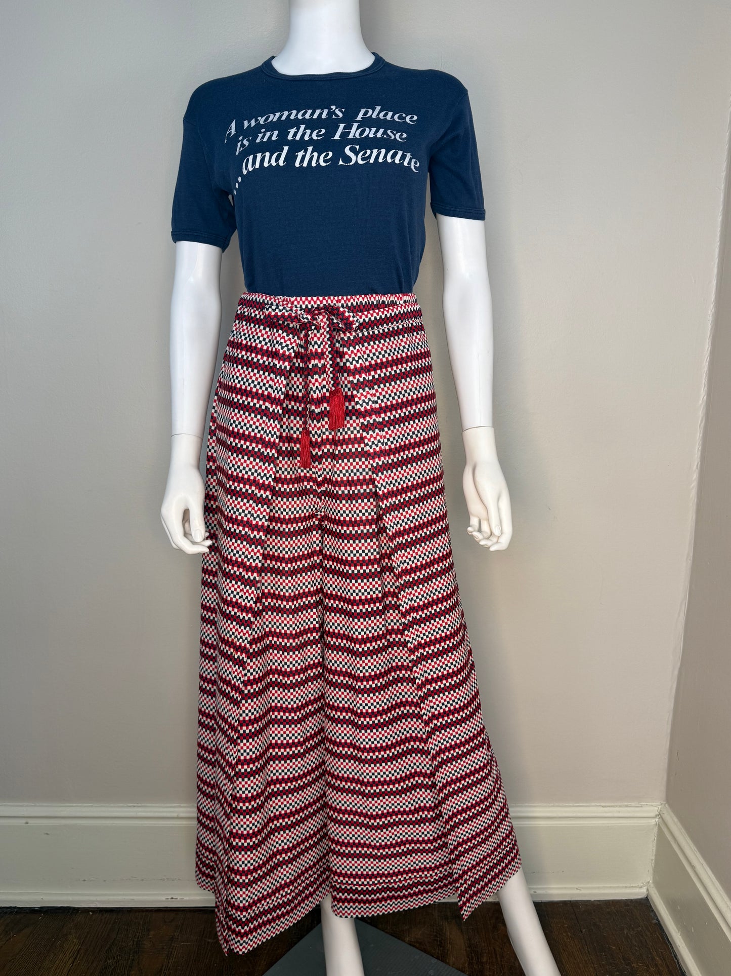 1970s Feminist T-Shirt, A Woman’s Place is in the House and the Senate, Size Medium, Femme Cut Ringer Tee