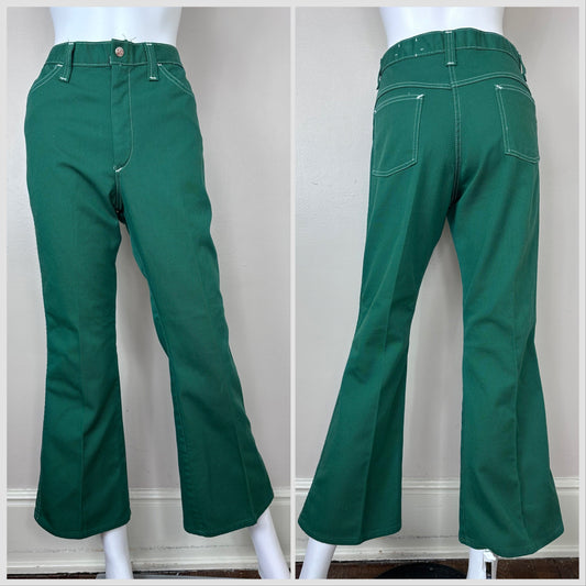 1970s Green Denim Jeans, Billy the Kid, 31"x27.5"