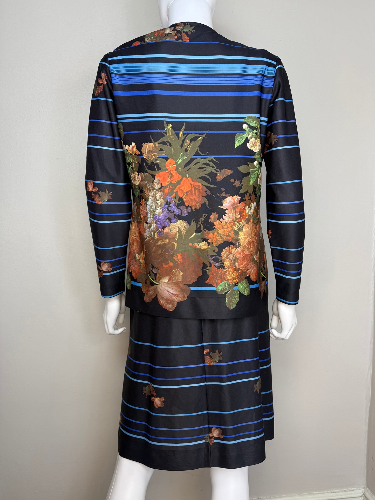 1970s Black Floral Sleeveless Dress with Matching Top, Vivente! Size XS