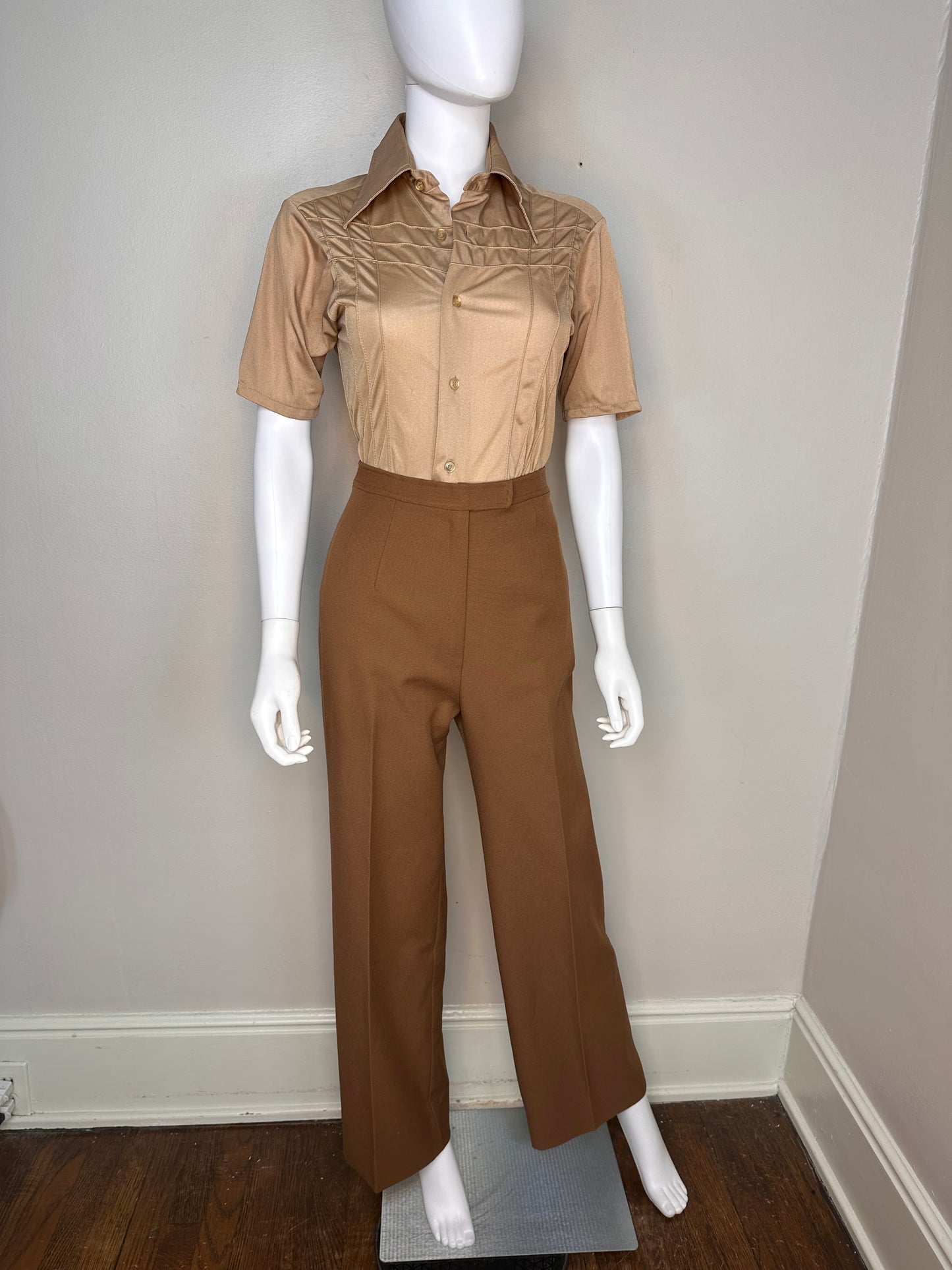 1970s Mocha Brown High Waisted Pants, Size XS/Small