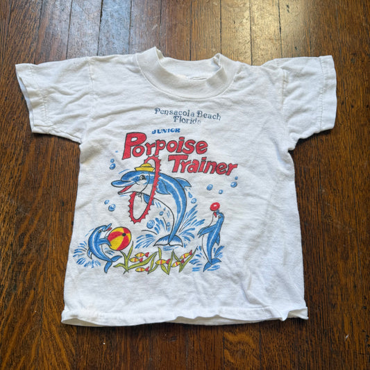 1970s Kids' Junior Porpoise Trainer T-Shirt, Pensacola Beach Florida, Size 12-18m