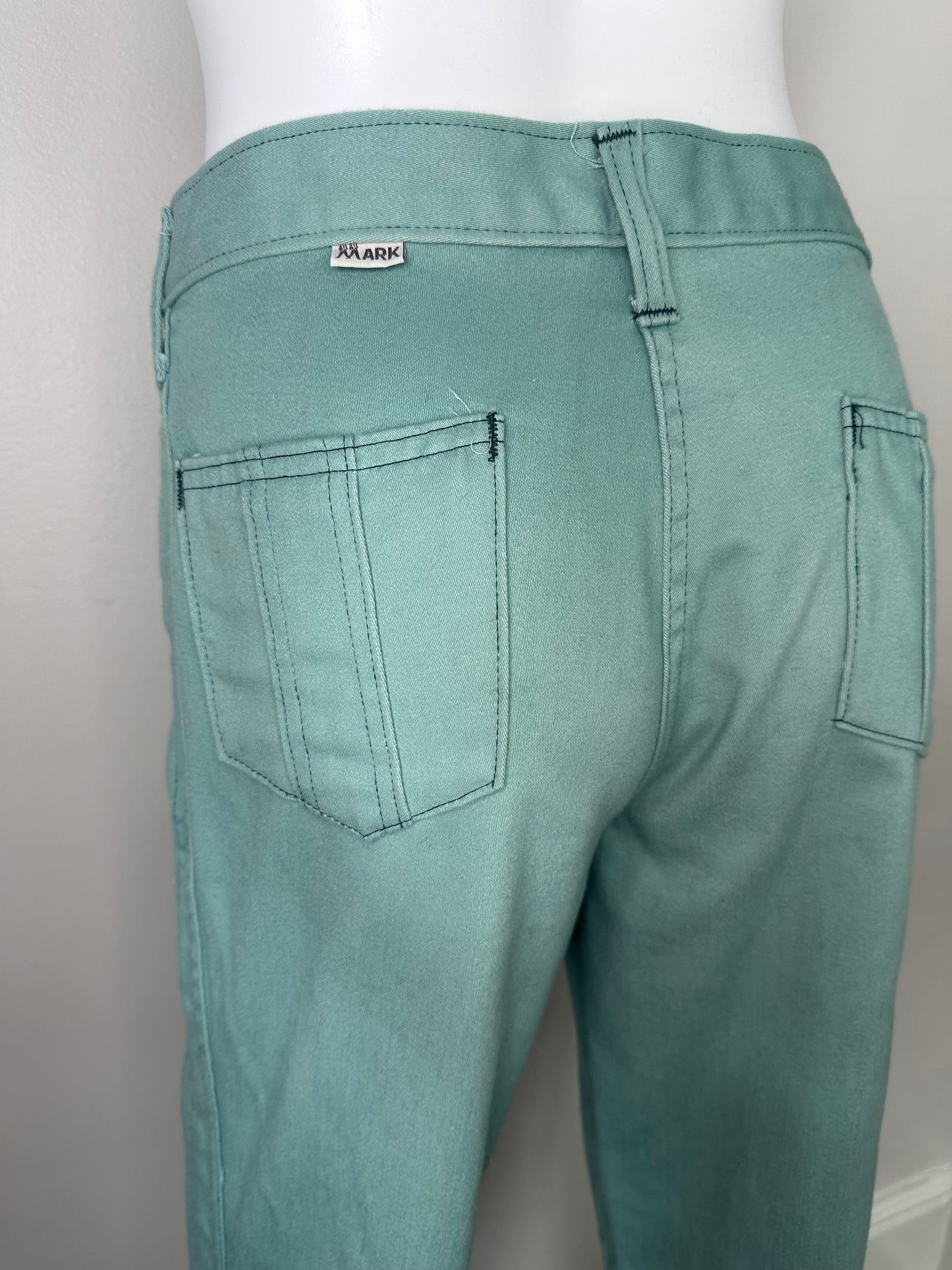 1970s Light Green Flare Leg Pants, Mark Jeans, 32.5"x29"