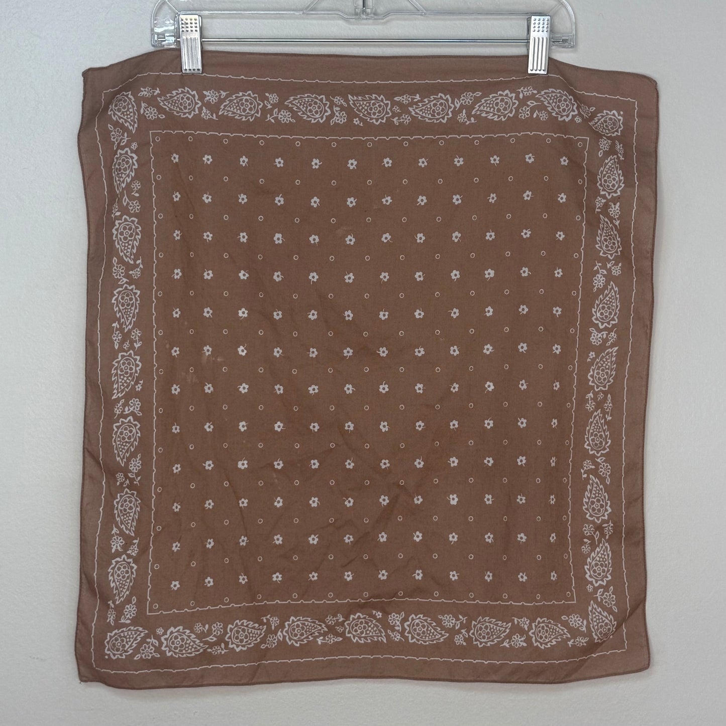 1970s/80s Mocha Brown Floral and Paisley Bandana 20"x21"