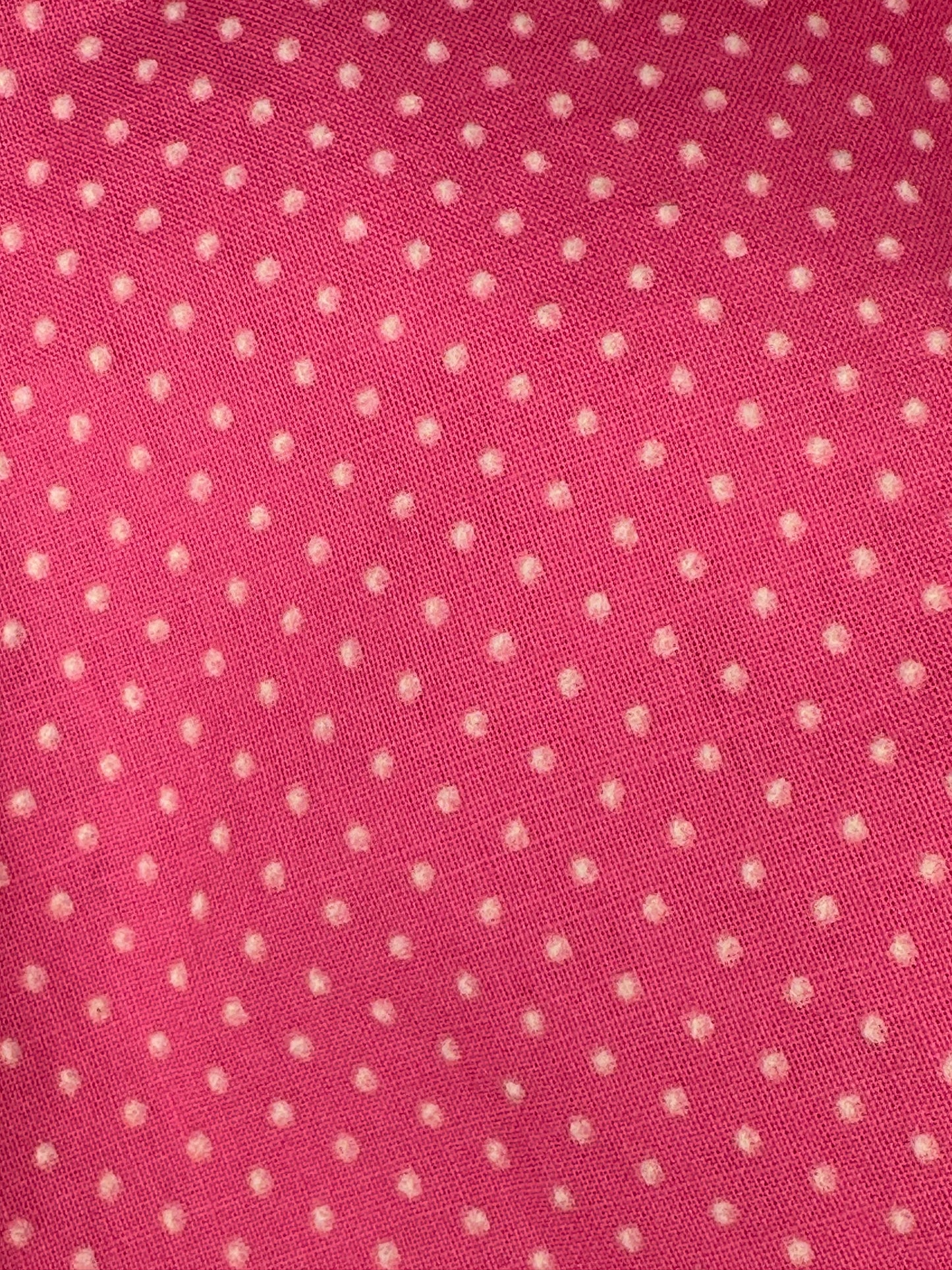 1960s Bright Pink Swiss Dot Ruffle Blouse, Size Medium