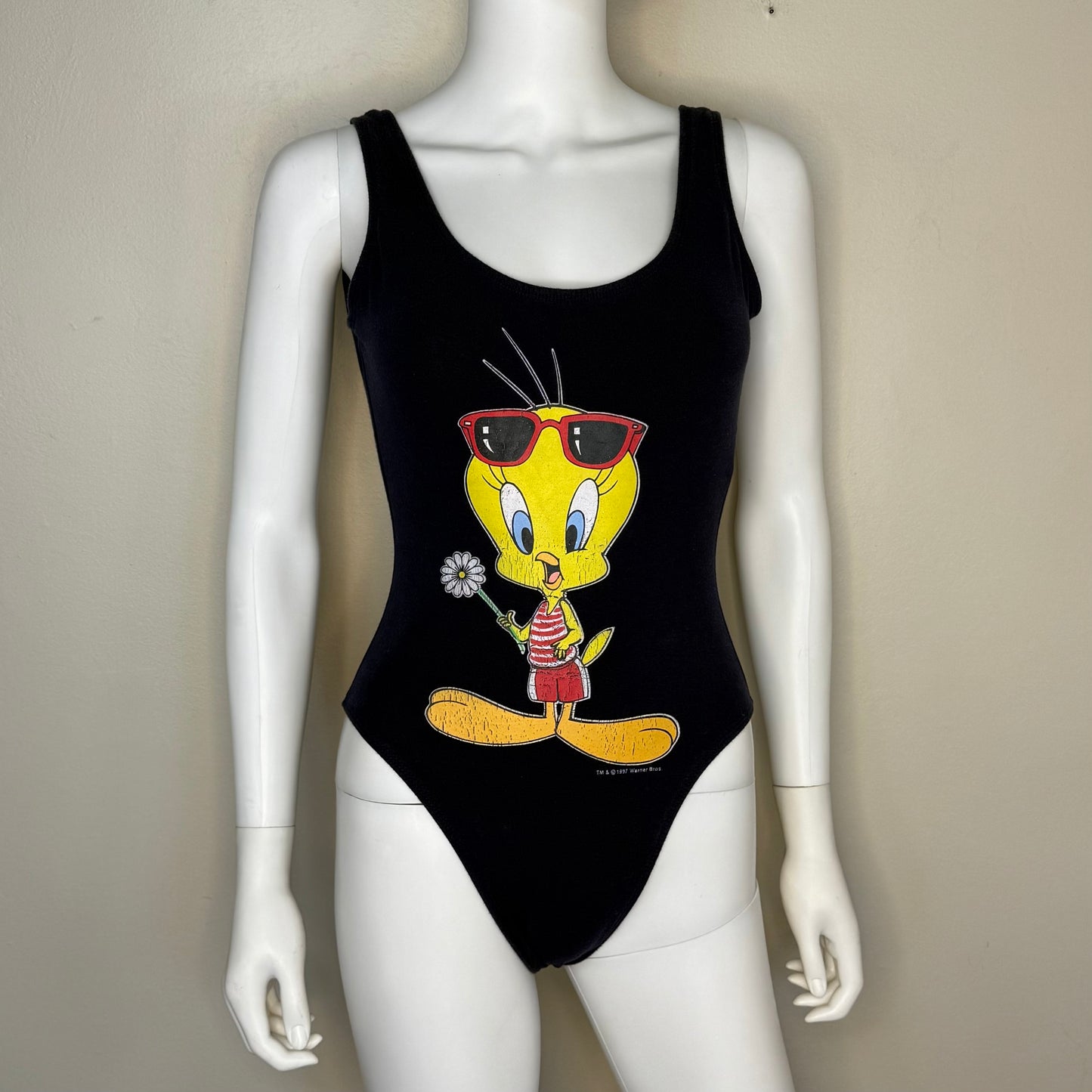 1990s Tweety Bird Swimsuit, Looney Tunes Size XS