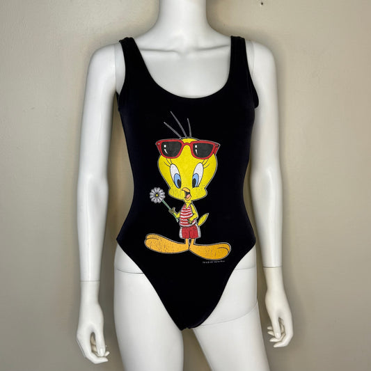 1990s Tweety Bird Swimsuit, Looney Tunes Size XS