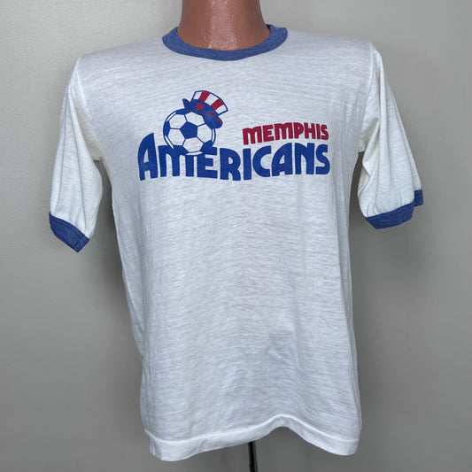 1980s Memphis Americans T-Shirt, Size Medium, MISL Soccer, Ringer Tee
