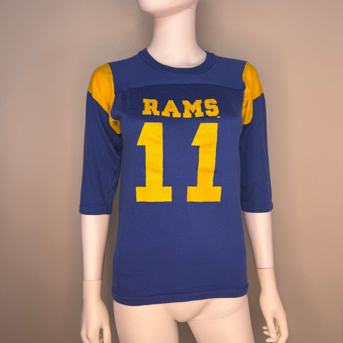 1970s Kids' Los Angeles Ram Jersey T-Shirt, Rawlings Size Youth Medium/Adult XS, Pat Haden No 11