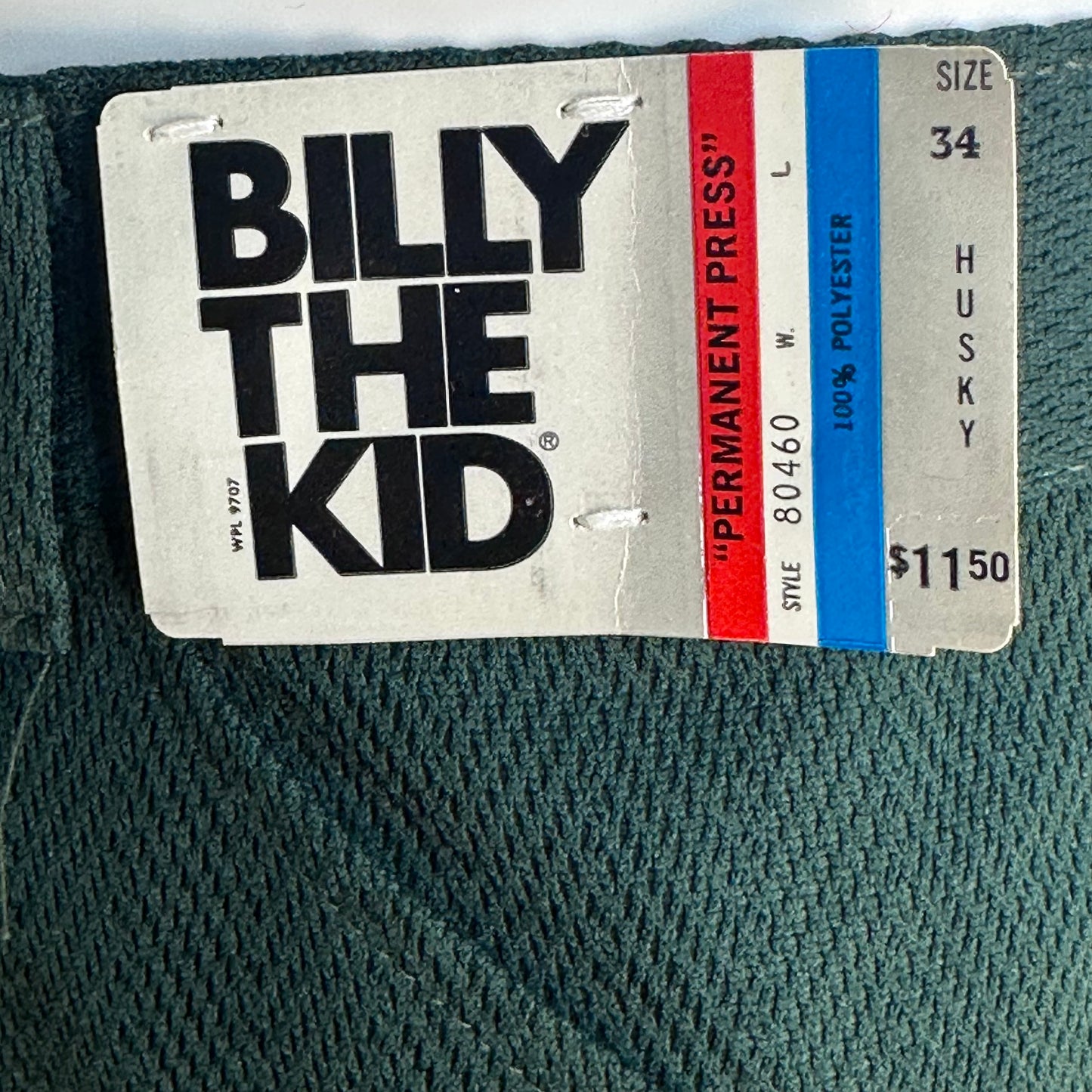 1970 Green Polyester Pants, Billy the Kid, 32x29, Fashion Knits, Deadstock with Tags