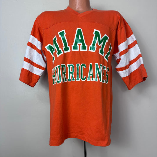 1980s/90s Miami Hurricanes Jersey Style T-Shirt, Logo 7 Size Large