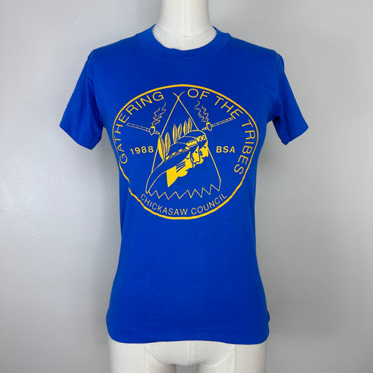 1980s BSA Chickasaw Council Gathering of the Tribes T-Shirt, Tee Jays Size Youth 10/12 or Adult XS, Boy Scouts of America