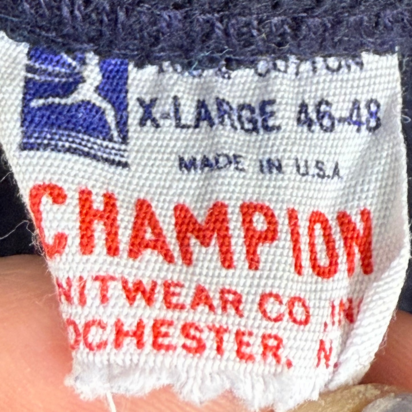 1950s Westside Wildcats Sweatshirt, Navy Blue with Red Flocked Cat, Champion Knitwear Size Medium-Large, Running Man