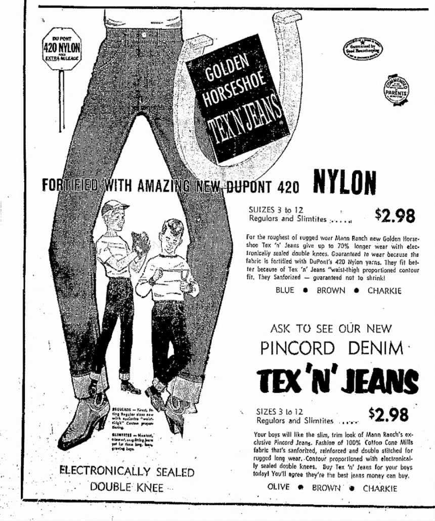 1960s Kids’ Blue Jean Cut Off Shorts, Mann Ranch Tex’N’Jeans Size 3 Slim, A Cone Mills Fabric, Selvedge Denim