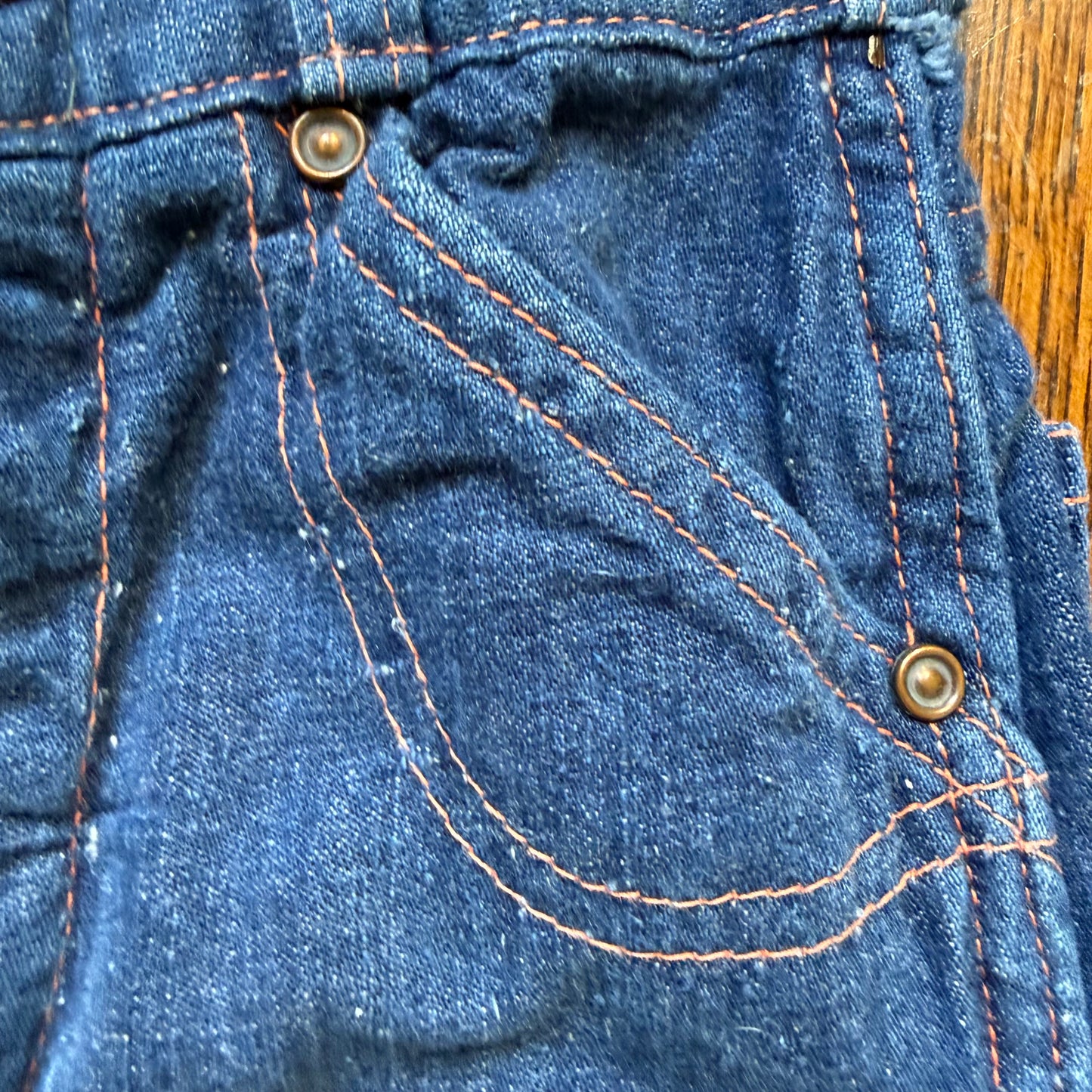 1950s Kids' Big Smith Suspender Blue Jeans, Cowboy Print Pockets, Size 2T