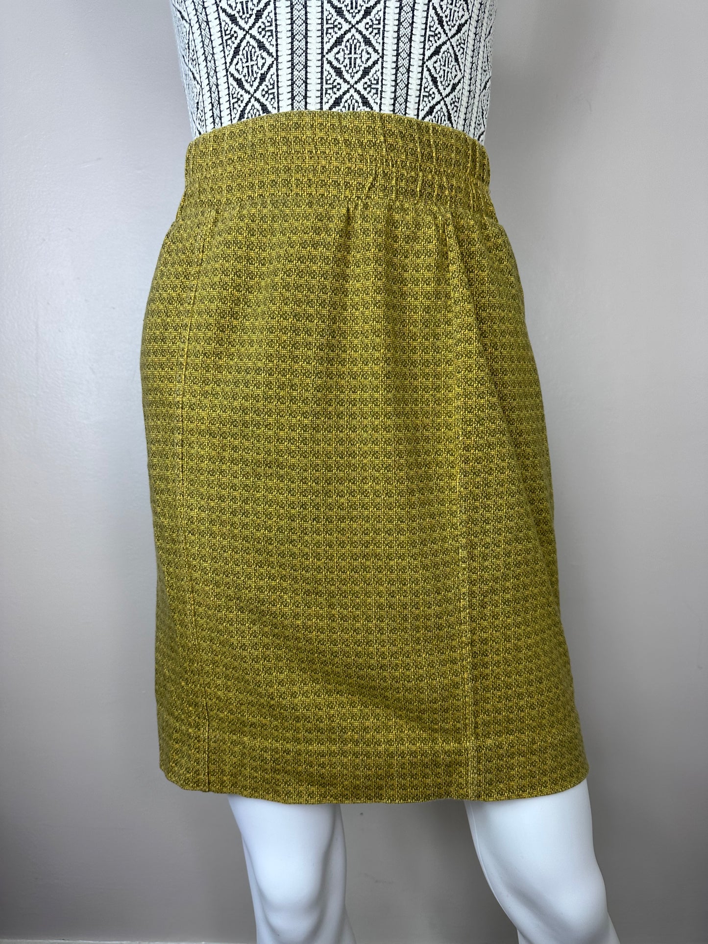 1990s Mustard Yellow Express Knit Skirt, Size XS-Small