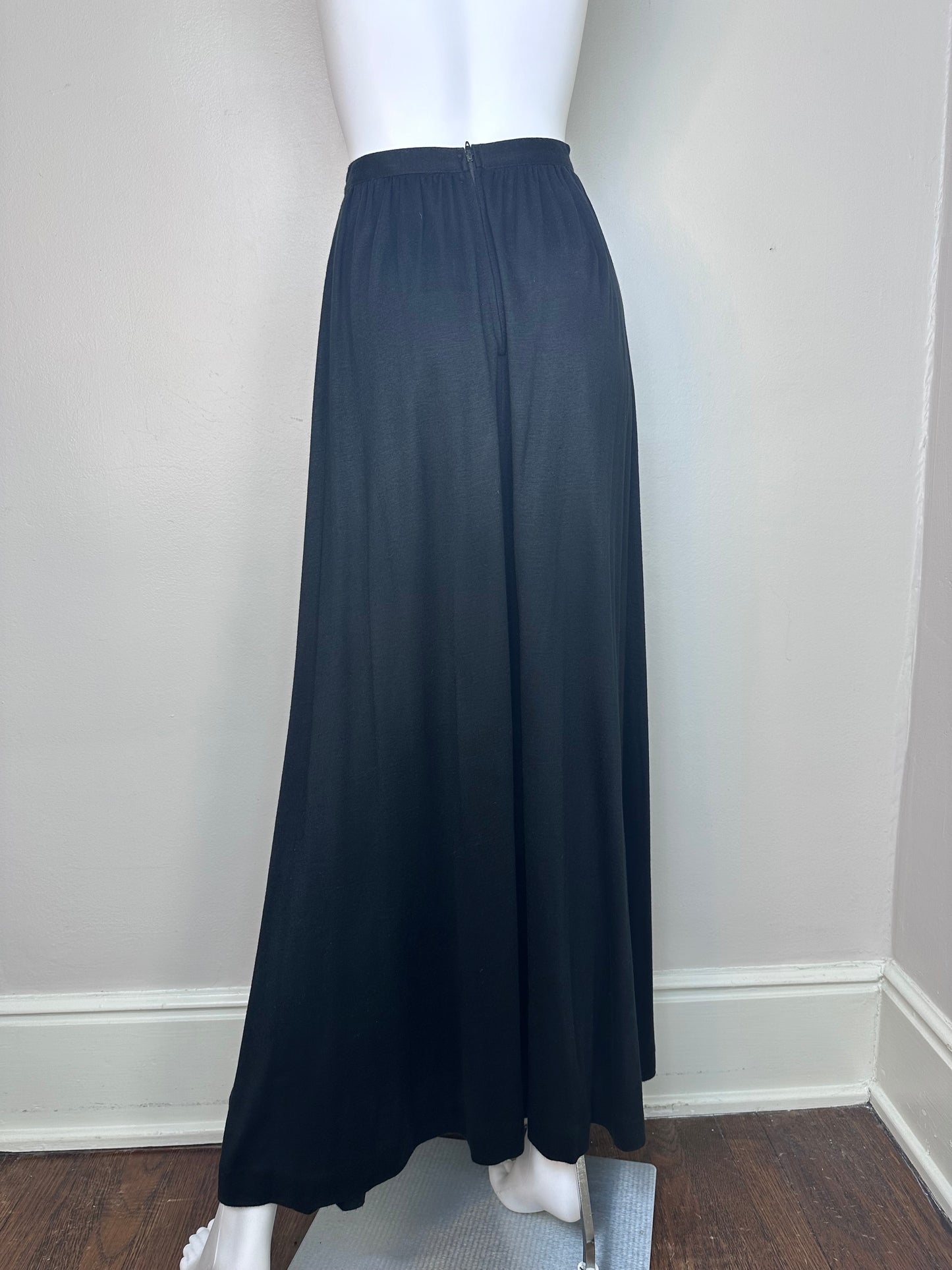 1970s Black Knit Maxi Skirt, Claude Size XXS