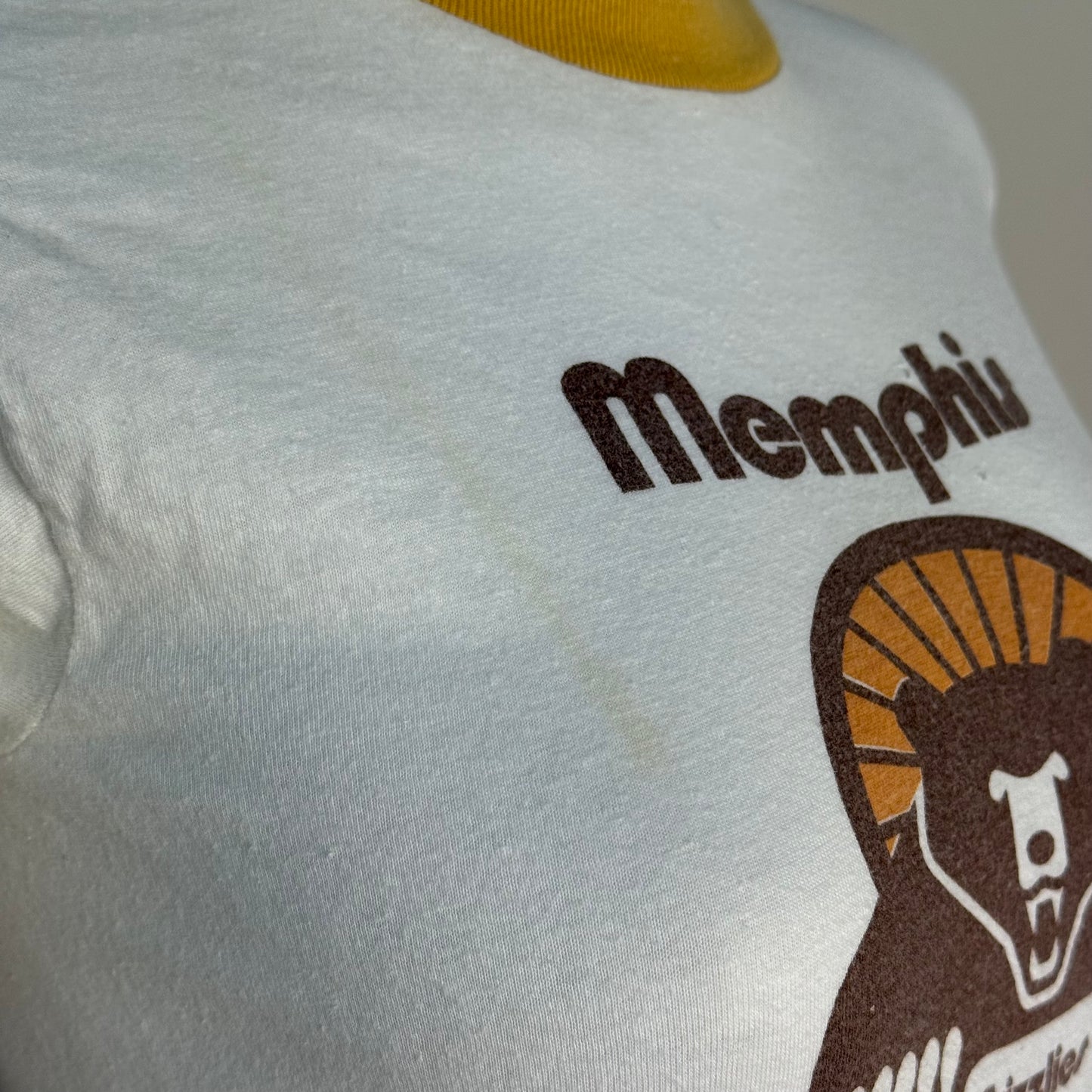 1970s Memphis Southmen Ringer T-Shirt, Youth M-L/Adult XS, World Football League, Grizzlies