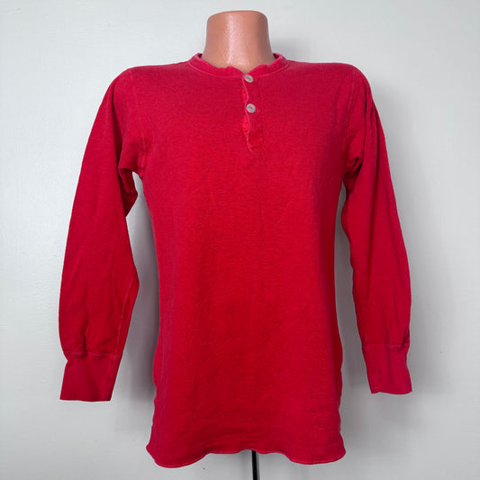 1970s Red Henley River Driver’s Shirt, L.L. Bean by Duofold Size S/M
