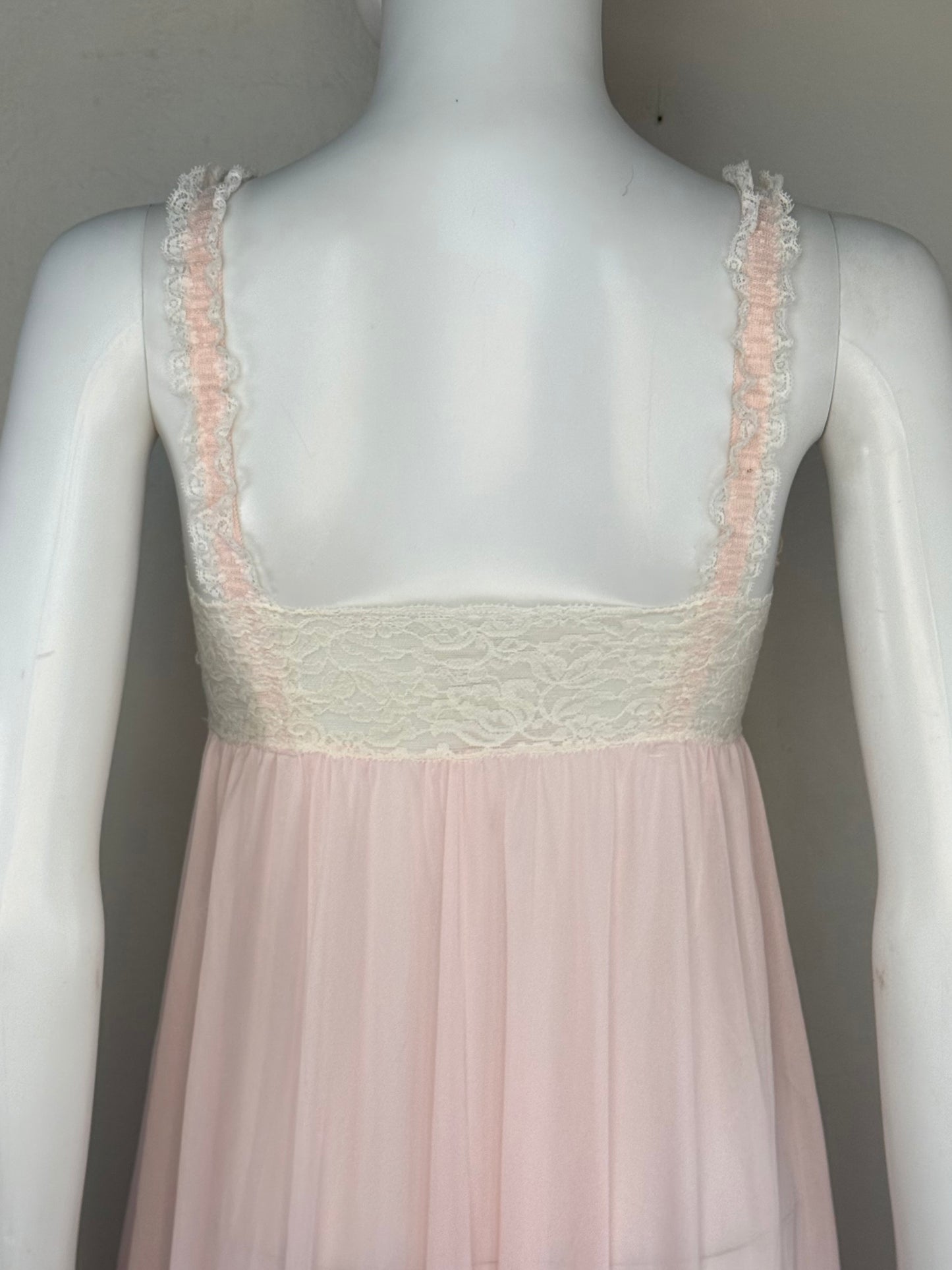 1960s/70s Olga Sleeping Pretty Nightgown, Pastel Pink, Size 34, Full Length