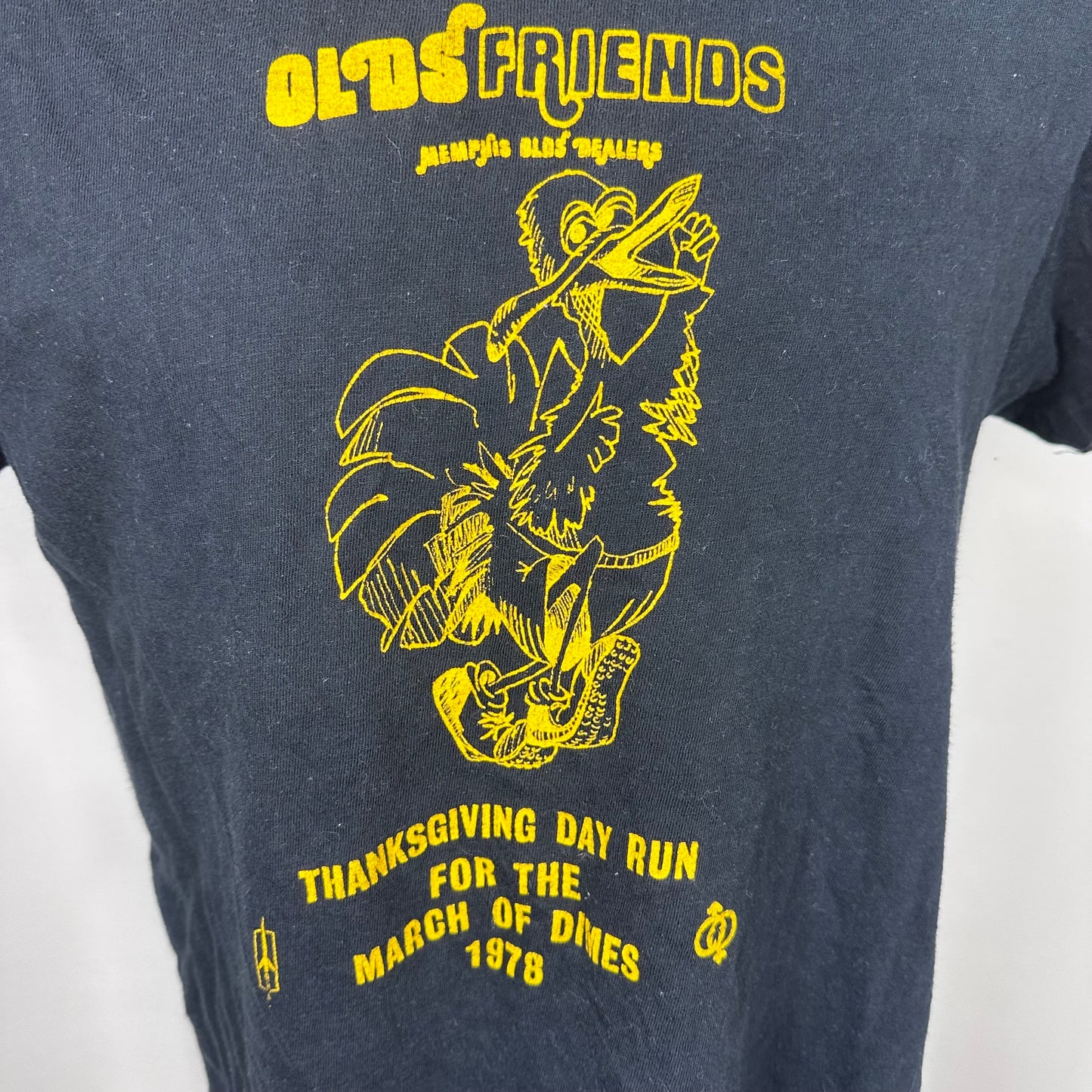 1970s Memphis Olds Dealers T-Shirt, Hanes Size Medium, Olds Friends Thanksgiving Day Run for the March of Dimes 1978