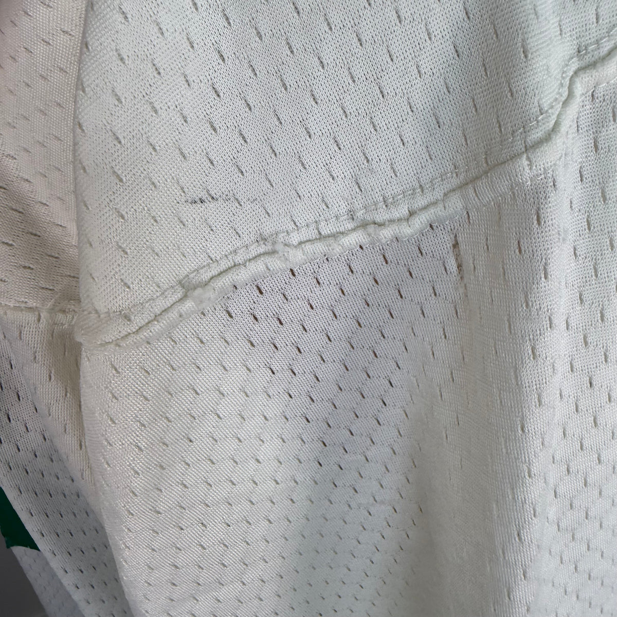1970s White and Green Mesh Jersey, Southern Athletic Size Large, No. 33