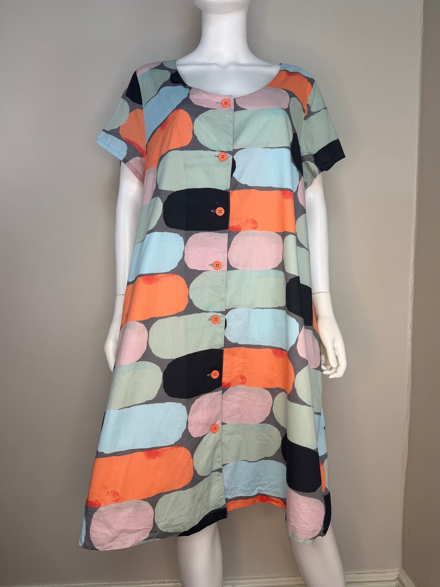 Y2K Marimekko Tent Dress, Button Front, Samu-Jussi Koski, Size XL-2XL
