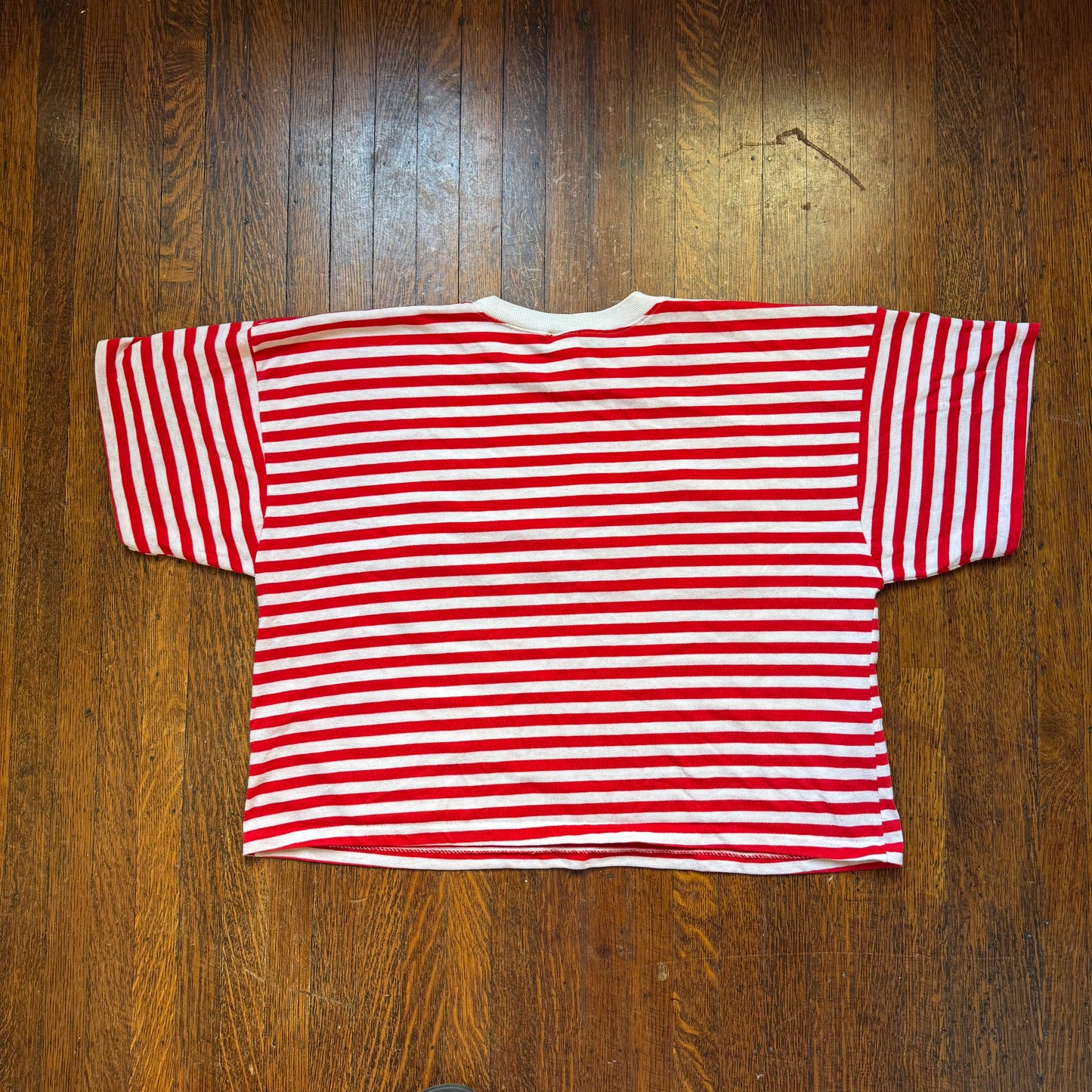 1980s/90s Georgia Bulldogs Striped Cropped T-Shirt, L.A. T Sportswear Size L/XL, University of Georgia
