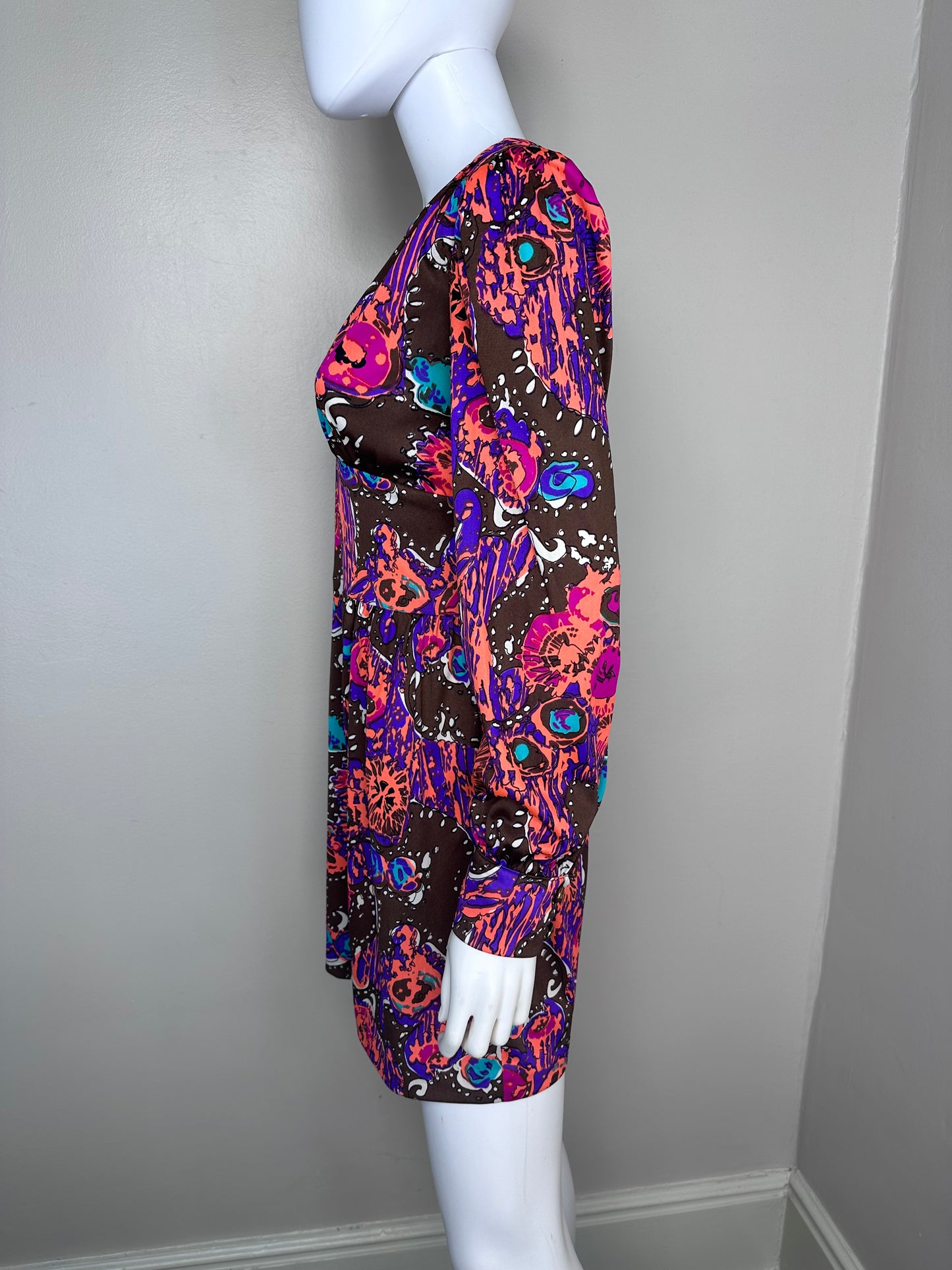 1970s Psychedelic Print Mini Dress, Sundays Child California