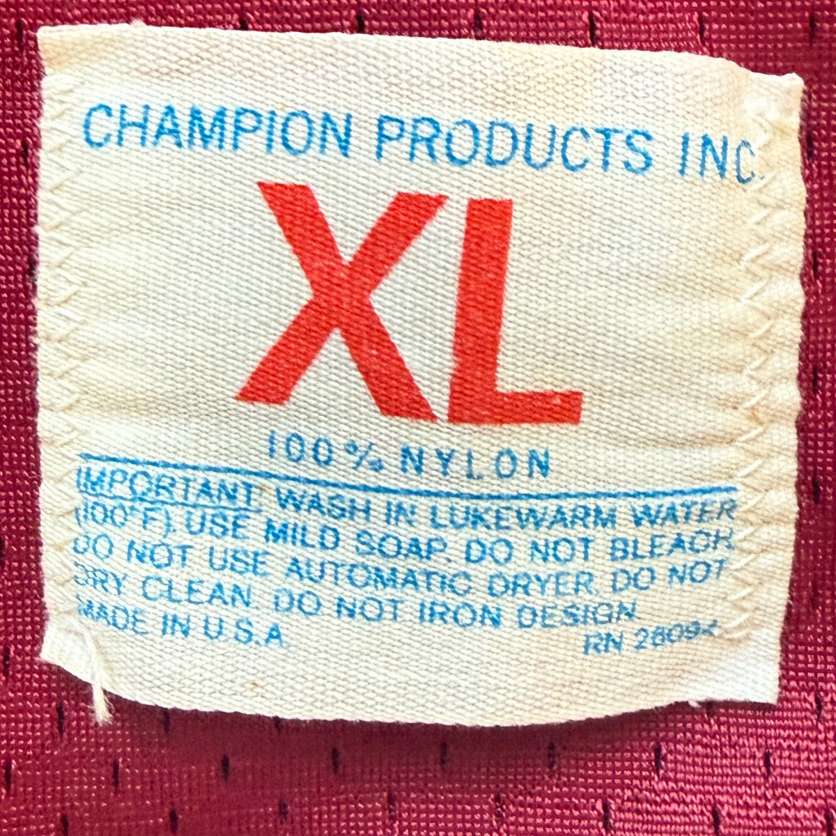 1970s Maroon Mesh Jersey, Champion Products Size XL, No. 53