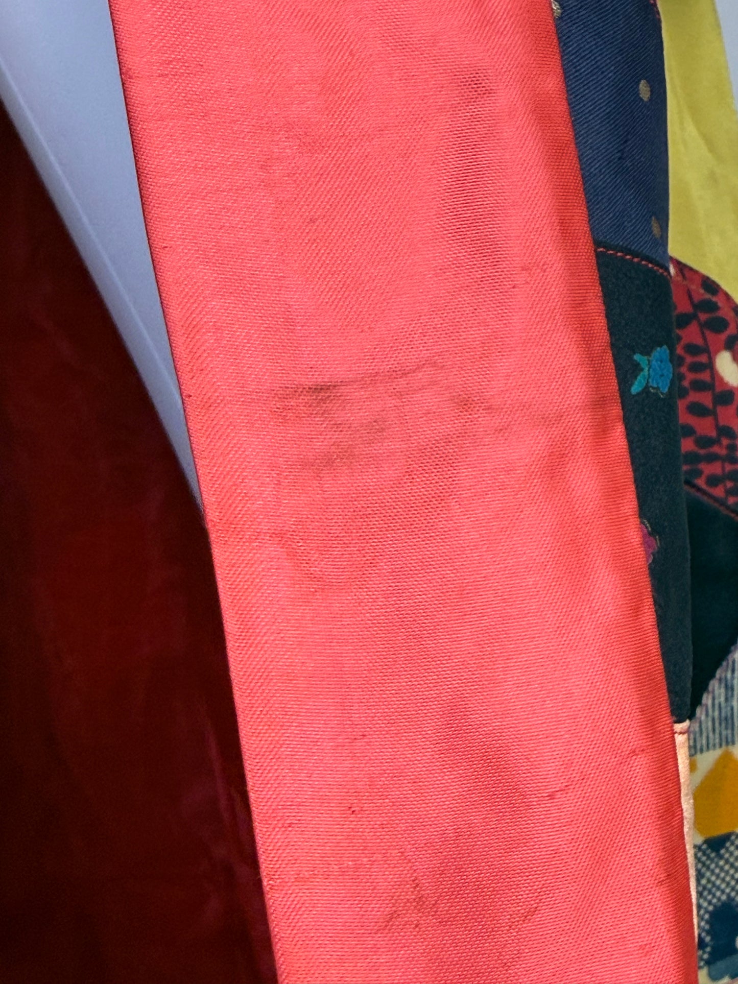 1920s/30s Patchwork Crazy Quilt Robe, Handmade Size XS-Small, Belt with Fringe Trim