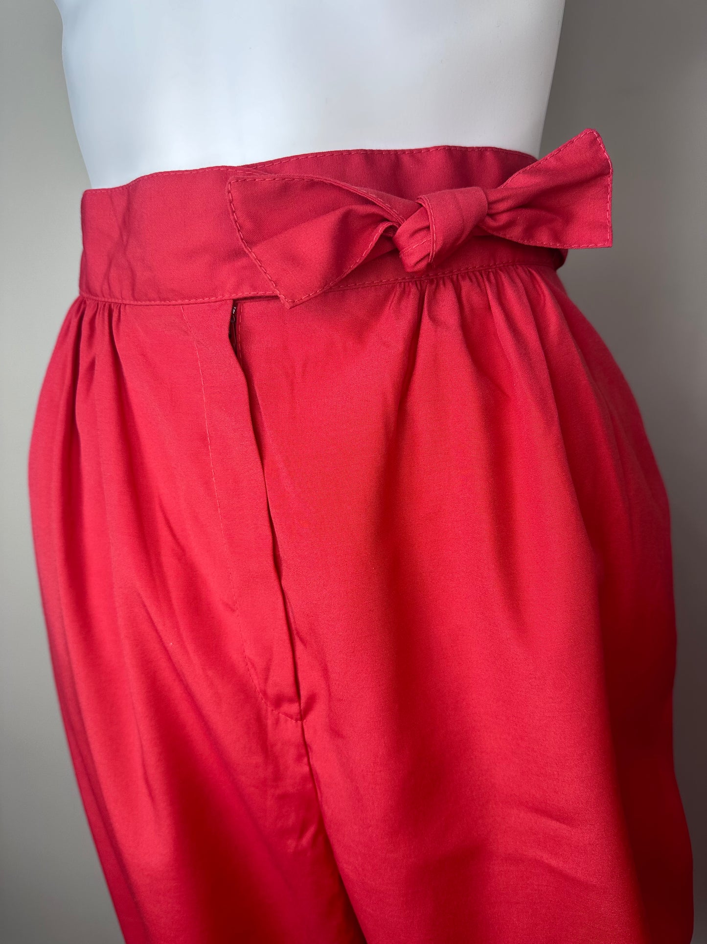 1980s Red Pants with Bow Waistband, Seprets Size Small, 28"x31"