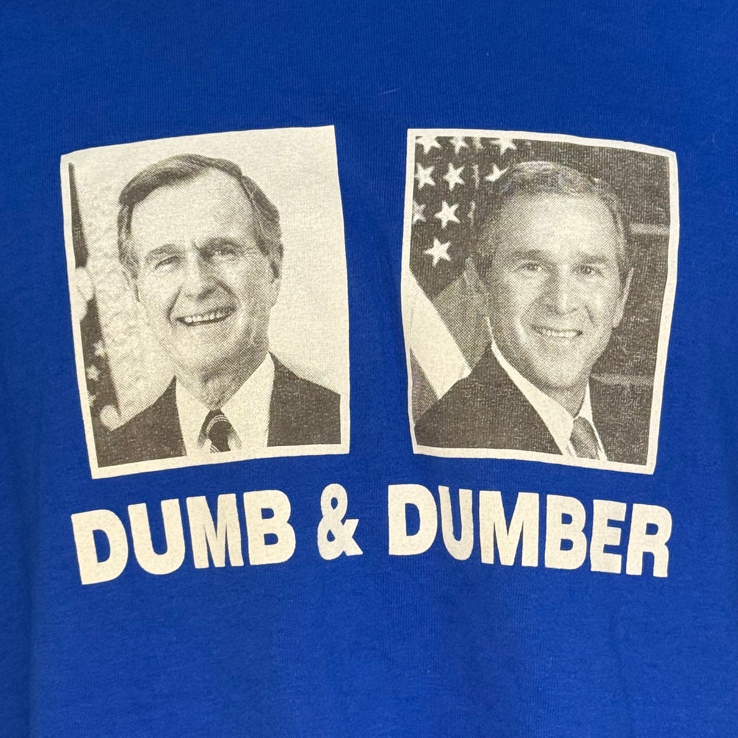Y2K Dumb and Dumber George W Bush T-Shirt, Fruit of the Loom Size Large