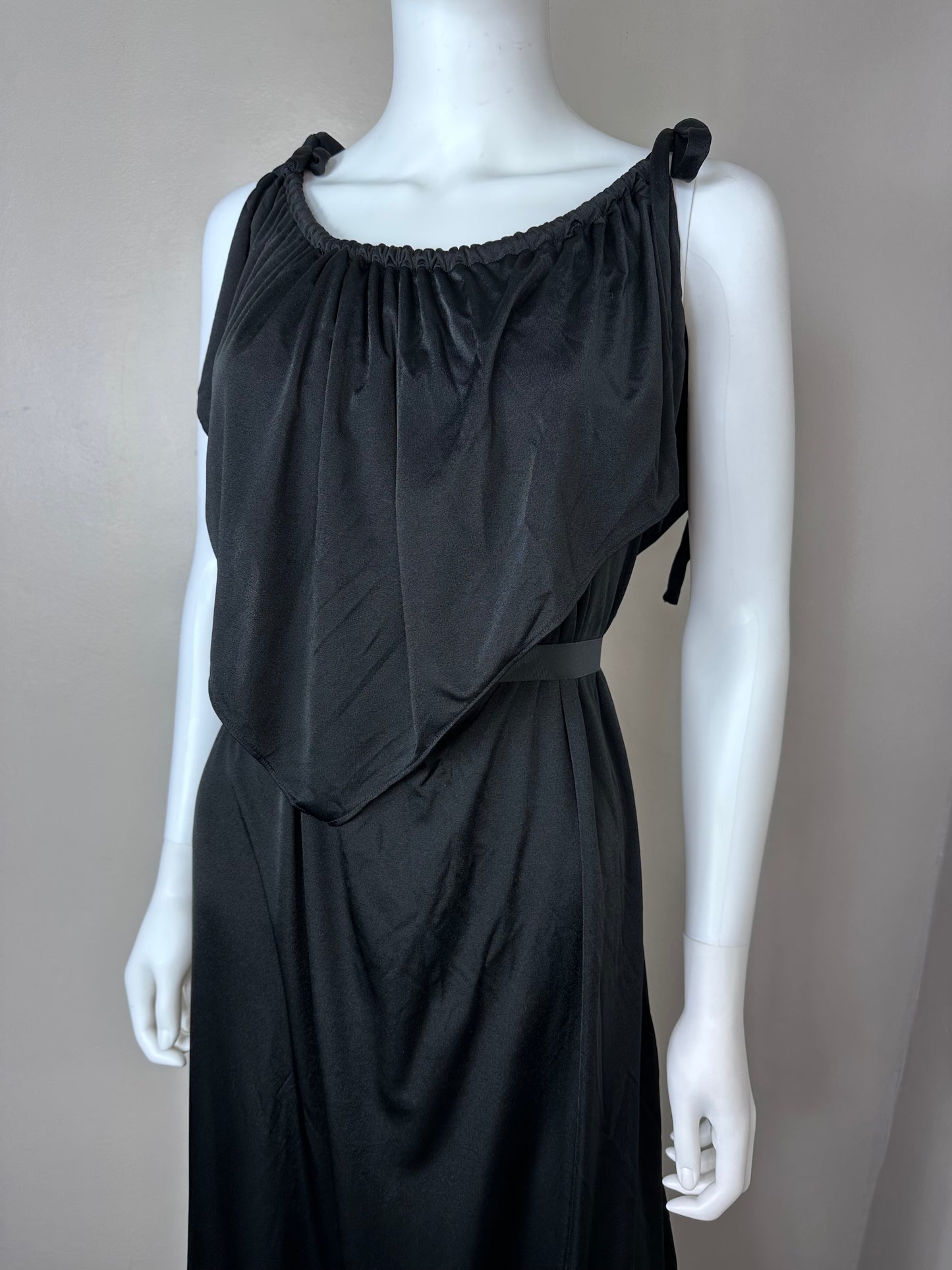 1970s Grecian Inspired Black Maxi Dress, Size 3X