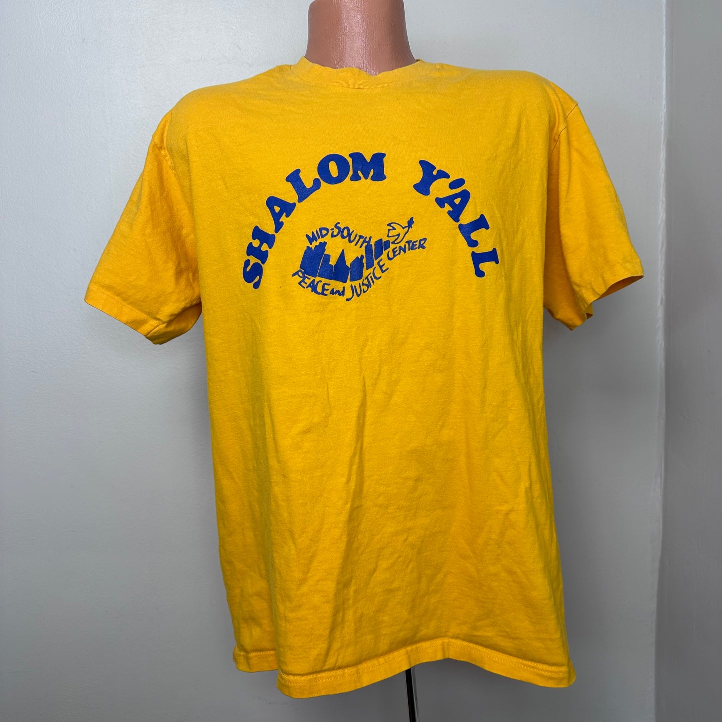 1980s/90s Mid-South Peace and Justice Center Shalom Y’all T-Shirt, Size Large, 80s Anti Regan Protest