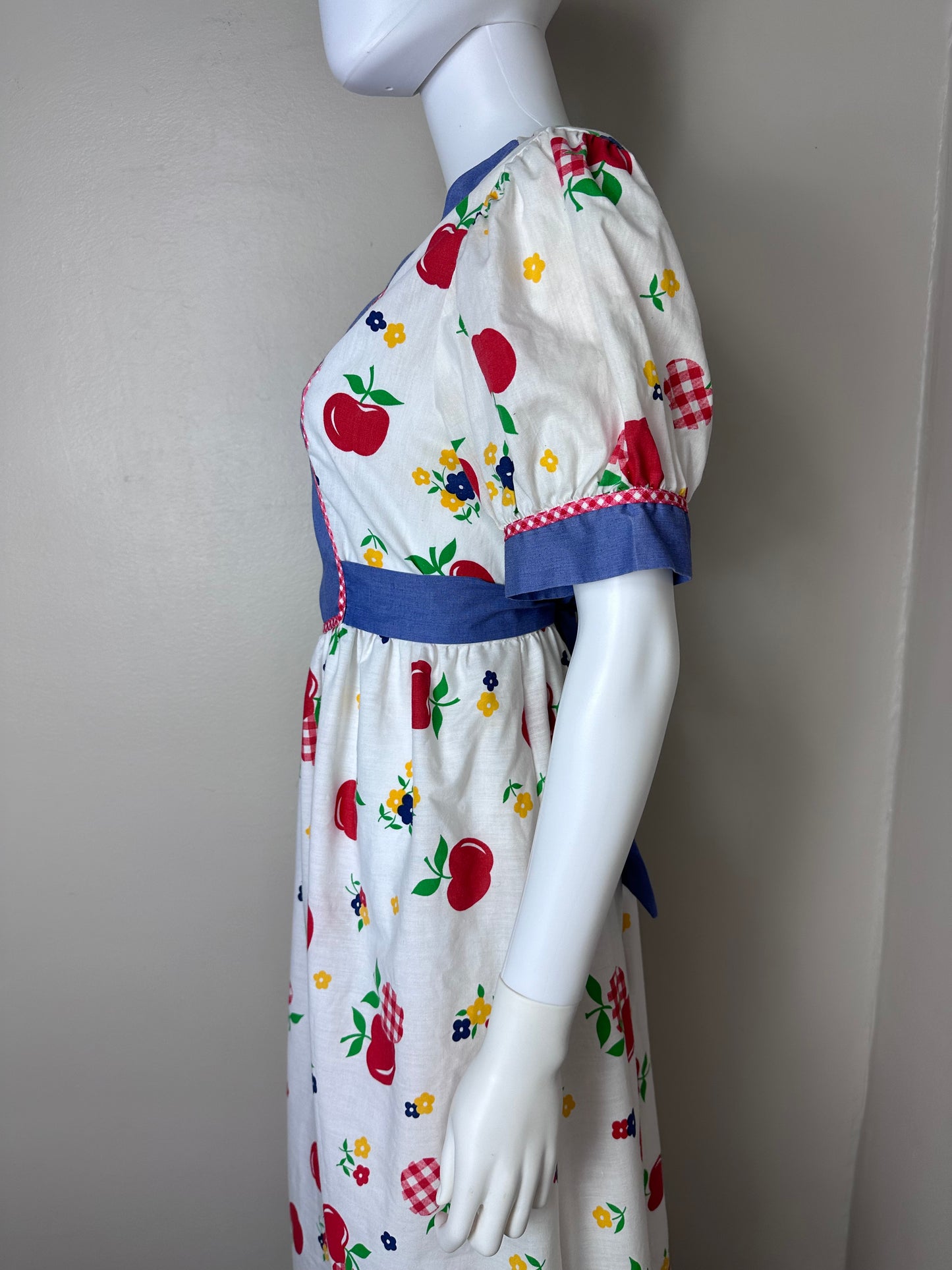 1960s/70s Apple Floral Maxi Dress, Size M/L