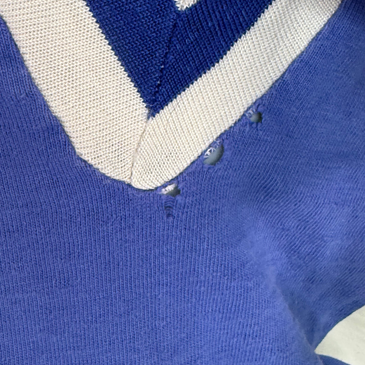 1960s Blue Cotton Jersey T-Shirt, HaneSport Size Small, No. 18, Distressed