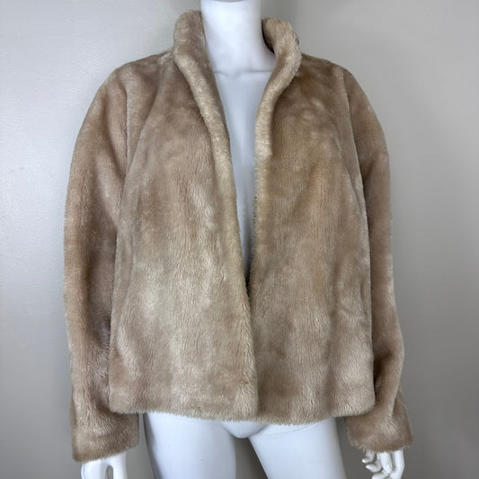 1970s Tan Faux Fur Coat, Borgana Size Large