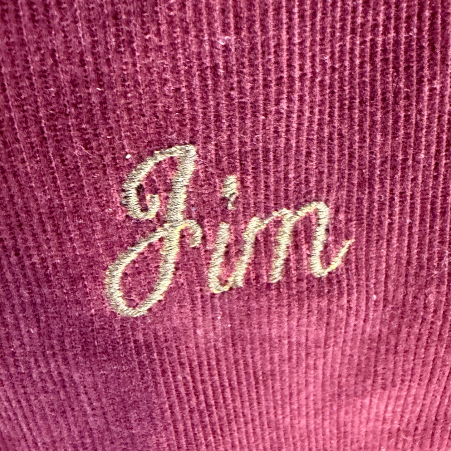 1960s/70s Burgundy Corduroy Jacket, Embroidered, Watsons Beagles, Size XL-2XL