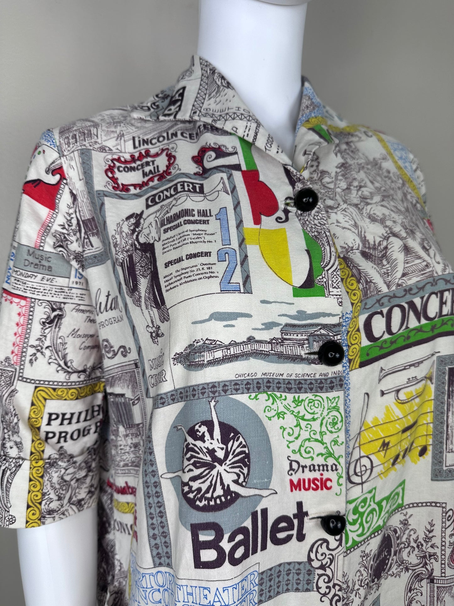 1970s Pop Art Print Top, Size Medium, Performing Arts Smock