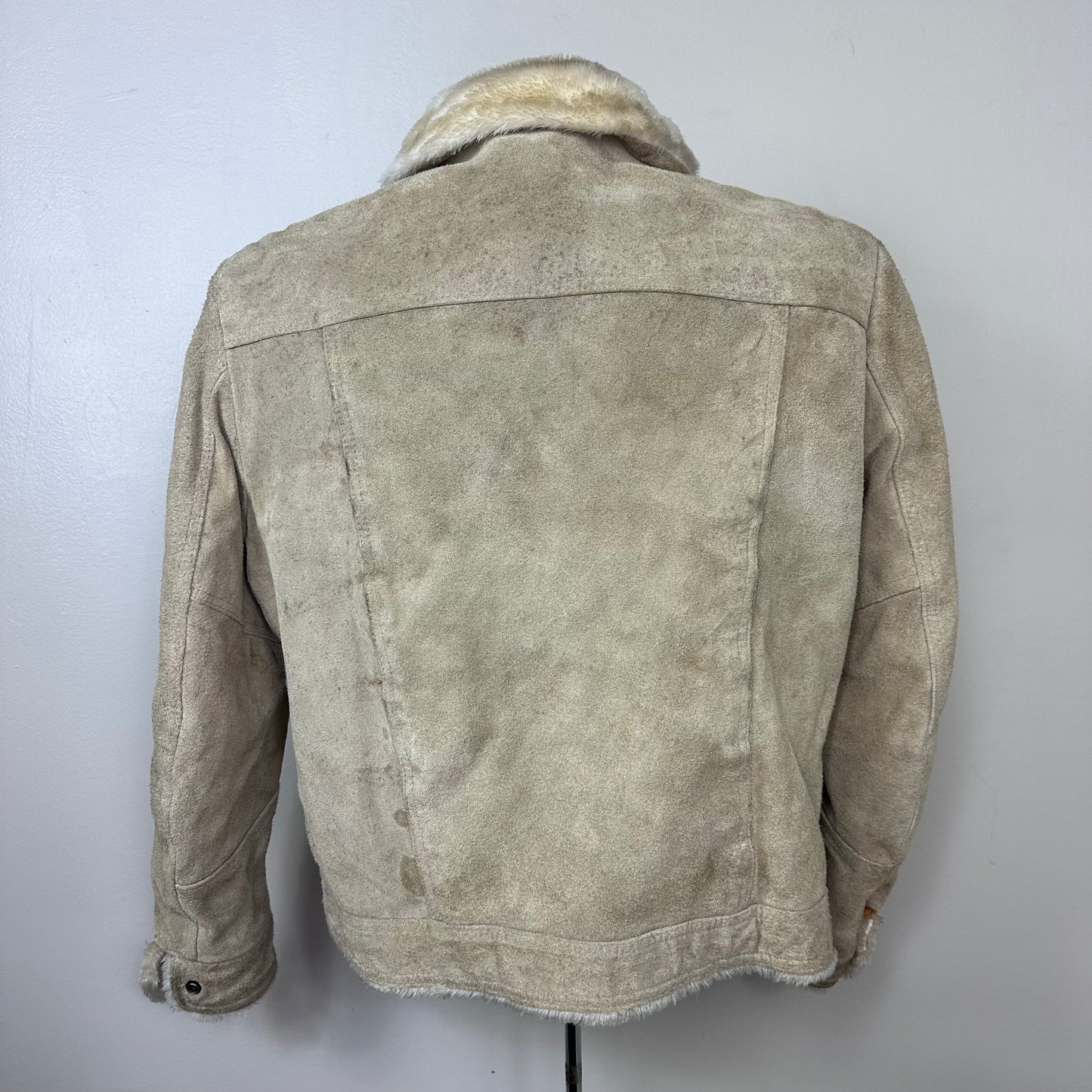 1970s/80s Leather Jacket with Faux Fur Lining, Grande Bay International Collection Size Medium