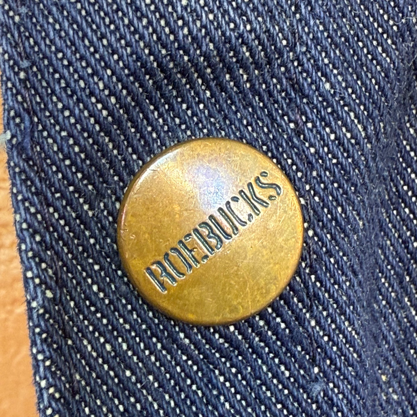 1960s Western Denim Jacket, Roebucks Sears Size Small, Front Pleats, Pocket Zippers