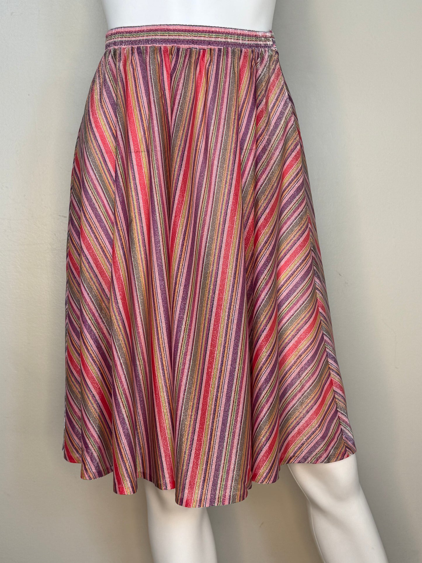 1970s/80s Metallic Rainbow Stripe Disco Skirt, That’s It! California Size X-Small